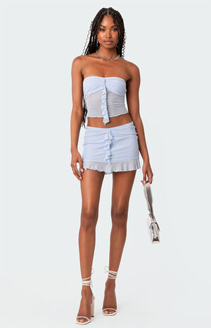 Solange Ruffle Mesh Tube Top image number 5