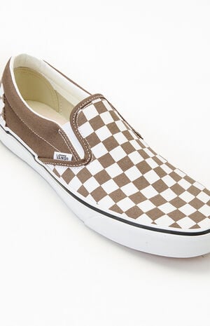 Khaki Checkerboard Slip-On Shoes image number 6