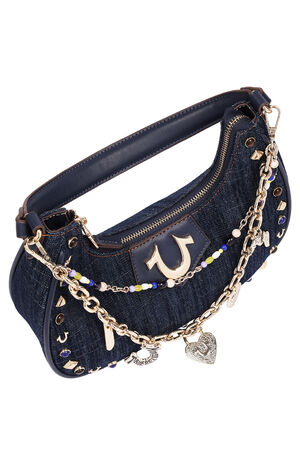 Studded Dark Denim Shoulder Bag image number 5