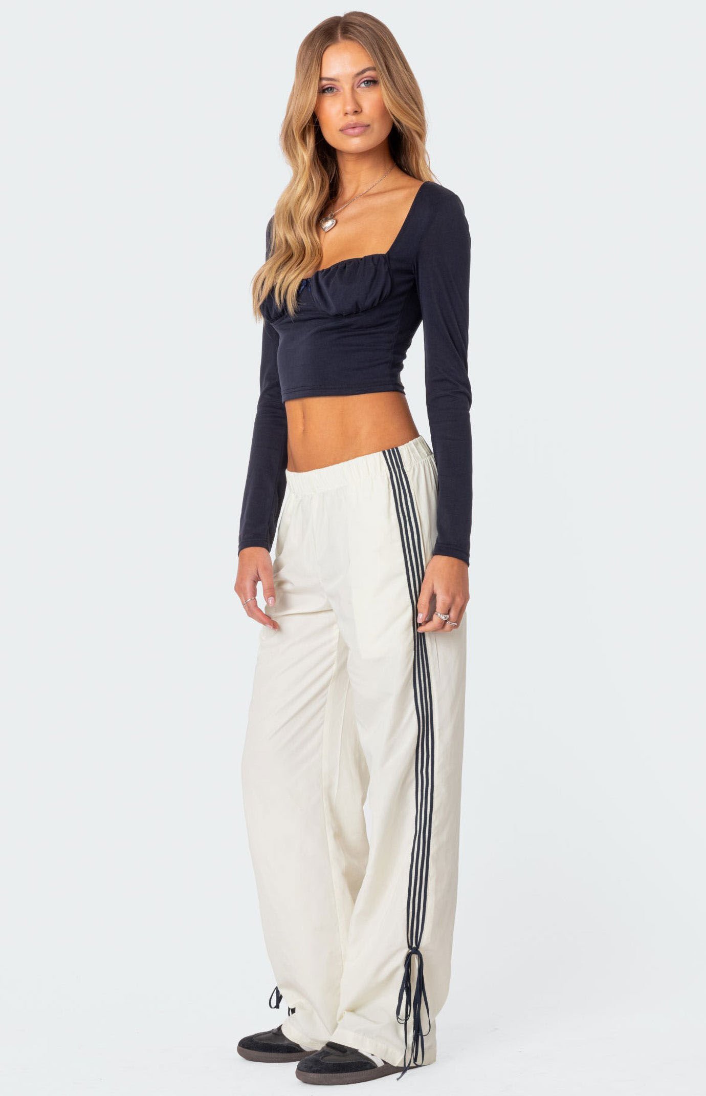 Edikted Remy Bow Ribbon Track Pants | PacSun