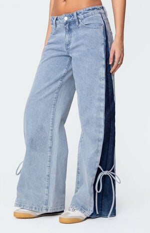 Contrast Split Washed Jeans image number 4