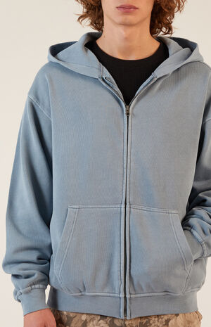 Blue Vintage Wash Full Zip Hoodie image number 2