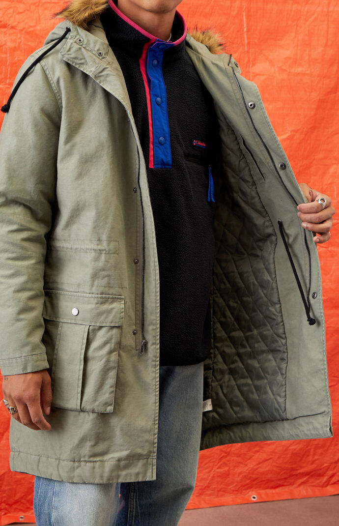 Olive Utility Faux Fur Hooded Parka