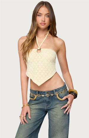Alana Floral Handkerchief Halter Top image number 1
