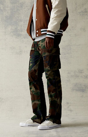 Stretch Canvas Camo Slim Boot Cargo Pants image number 3