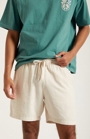 Cream Linen&nbsp;Shorts image number 6
