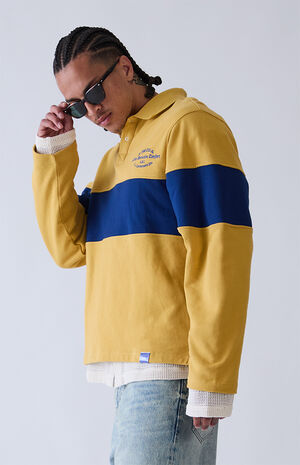 Yellow Long Sleeve Rugby Polo Shirt image number 3