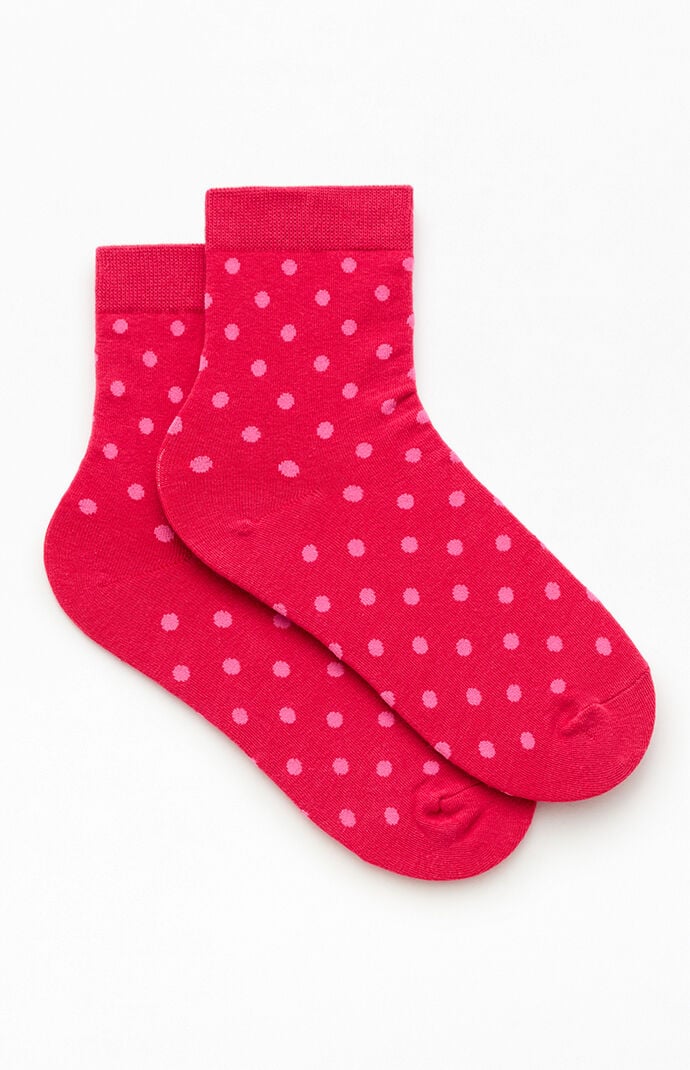 John Galt Red Polka Dot Ankle Socks