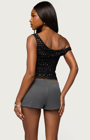 Off Shoulder Lace Polka Dot Top image number 3