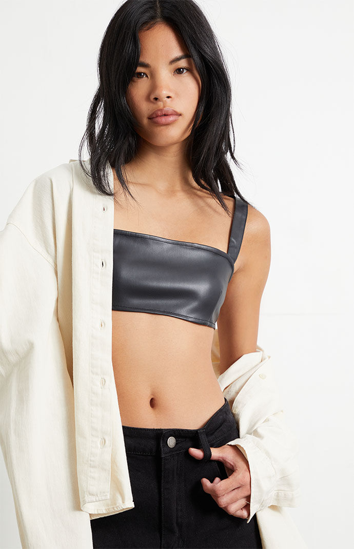 WEWOREWHAT Faux Leather Bra Top PacSun