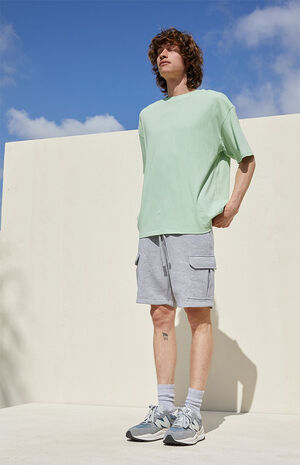 Gray Terry Cargo Sweat Shorts image number 2