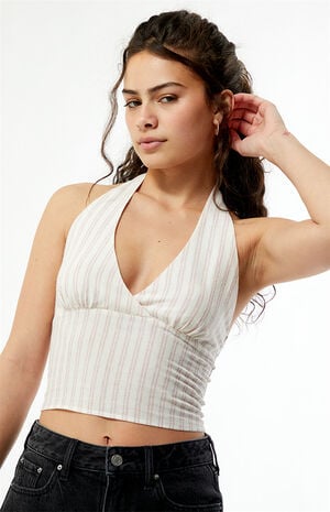 Pinstripe Linen Halter Top image number 2