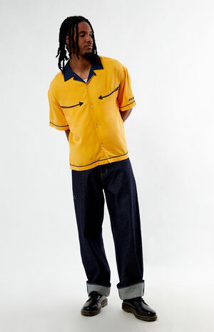 Sunset Yellow Woven Camp Shirt image number 5