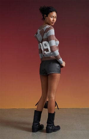 Striped Studded Hooded Sweater image number 1