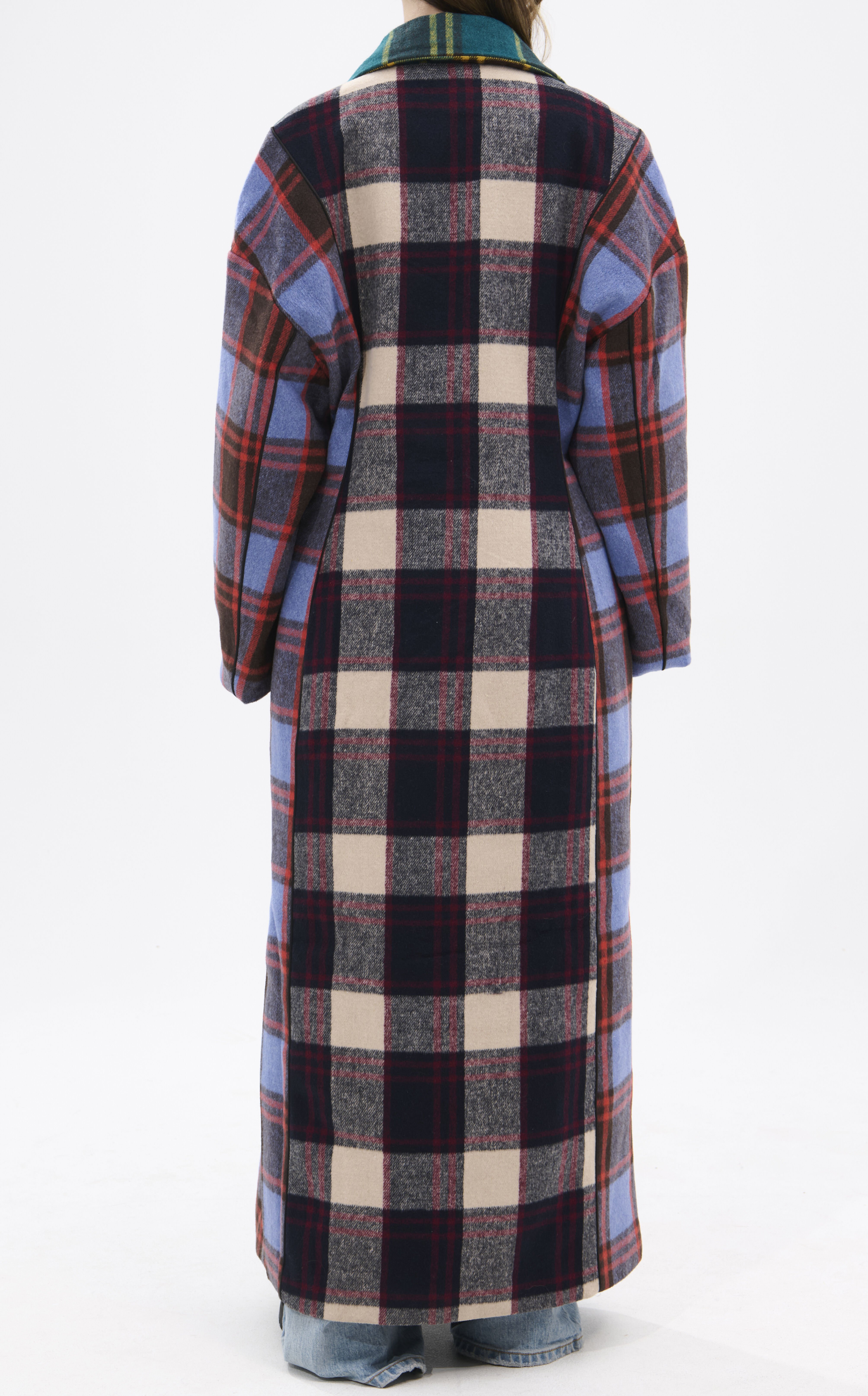AZALEA WANG Studio Plaid Trench Coat