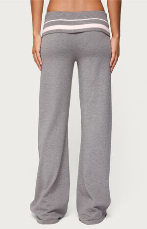 Kaliya Stripey Fold Over Knit Flared Pants image number 3