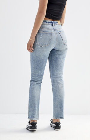 Light Indigo Ripped Mom Jeans image number 4