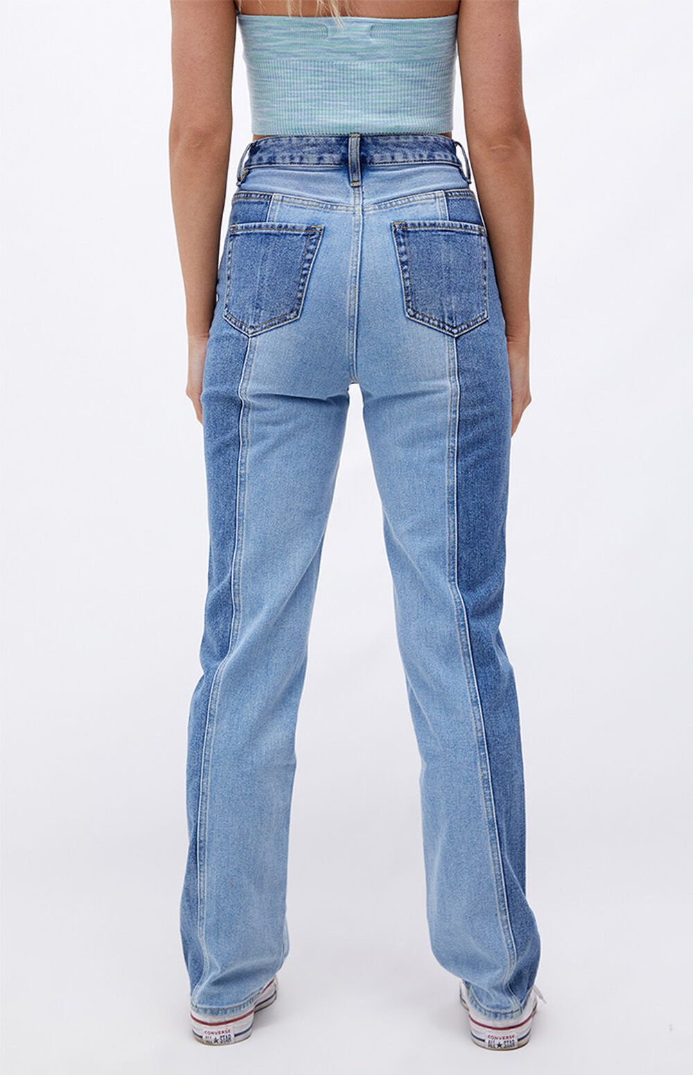 pacsun two tone paneled utility cargo jeans