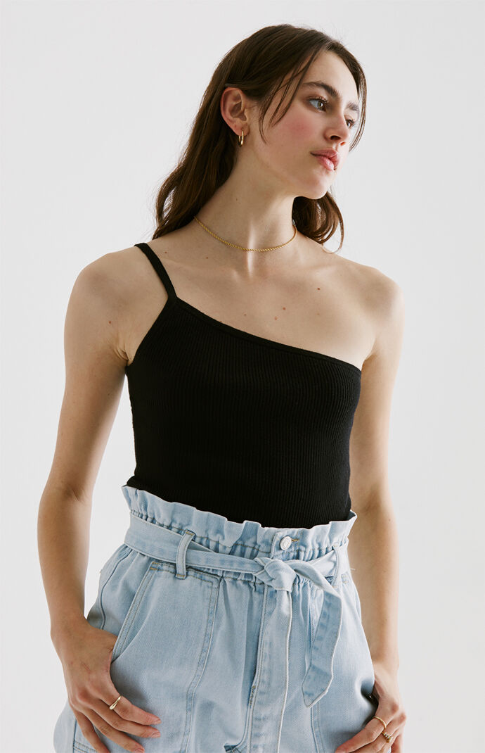 One Shoulder Sweater Tank Top