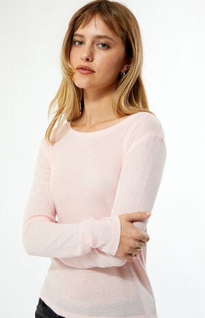 Ribbed Crew Neck Long Sleeve Top image number 1