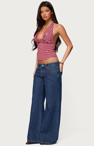 Striped Cowl Neck Halter Top image number 4