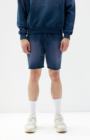 Navy Acid Wash Sweat Shorts image number 3