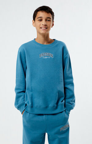 Blue Embroidered Crew Neck Sweatshirt image number 1