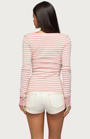 Jaida Striped Henley Top image number 3