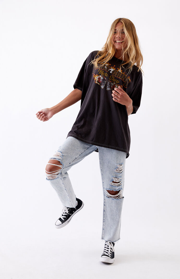 Light High Waisted Straight Leg Jeans