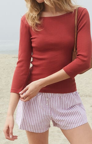 Red Jennie Off-The-Shoulder Long Sleeve Top