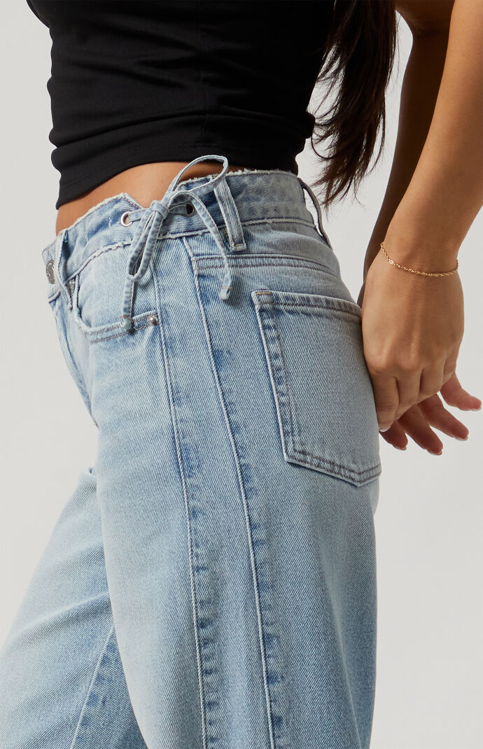 Pacsun Casey Low Rise Baggy Jeans Bow Tie Light Indigo