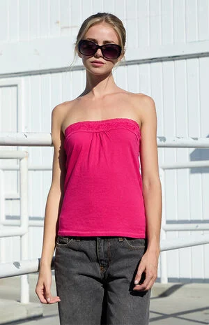 Pink Lucky Lace Tube Top image number 1
