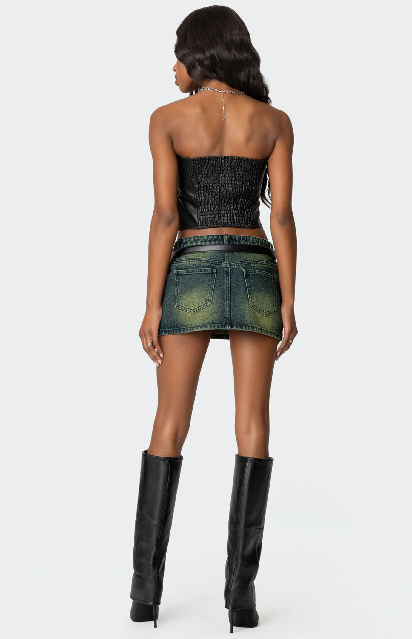 Edikted Riviere Washed Denim Mini Skirt