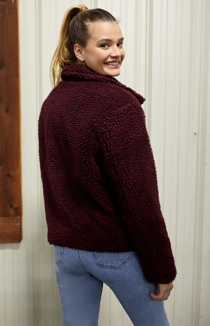 Burgundy Sherpa Jacket