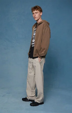 Gray Baggy Track Pants image number 1