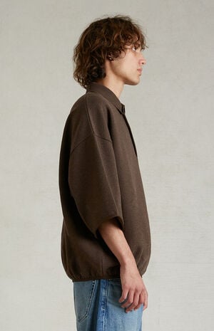 Heather Wood 3/4 Sleeve Polo Sweatshirt image number 3