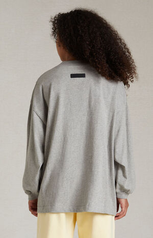 Essentials Dark Heather Oatmeal Long Sleeve T-Shirt image number 3