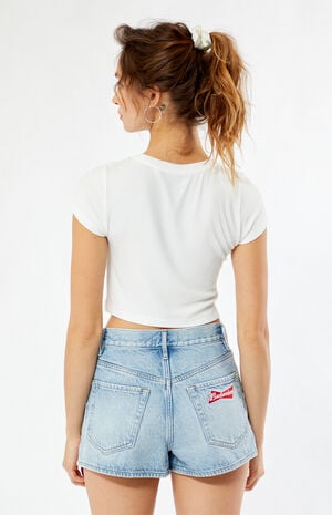 By PacSun Medium Blue Hopps Vintage High Waisted Denim Shorts image number 3