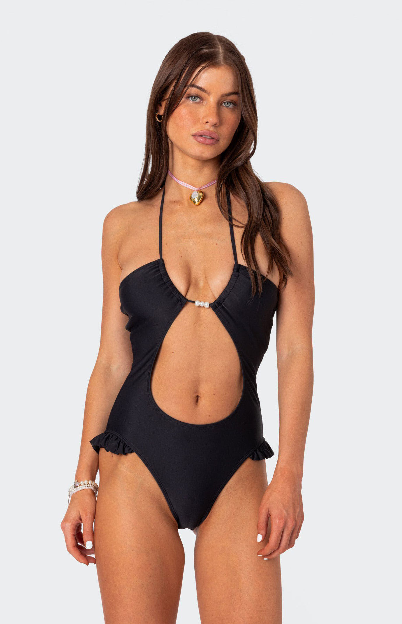 ワンピース digne cut out one-piece - black size2 twist-cutout-plus-size-one--
