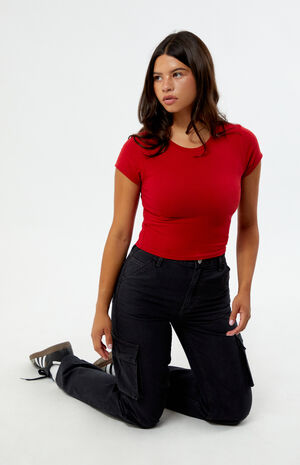 Black Cargo Dad Jeans image number 5