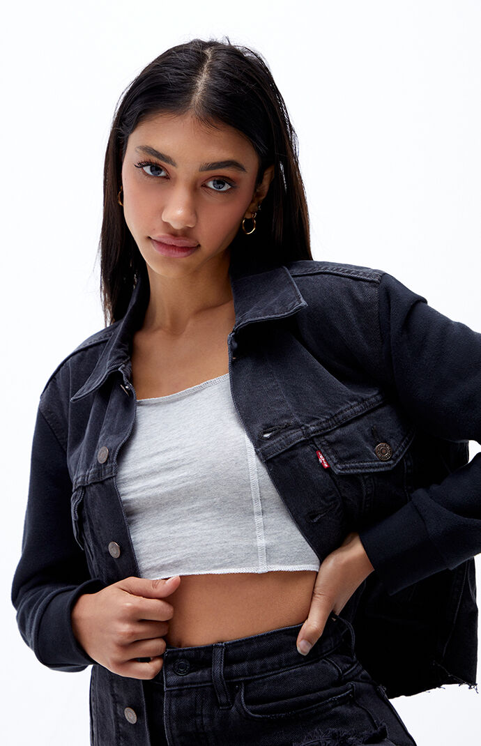 Levi's ex boyfriend best sale trucker jacket black