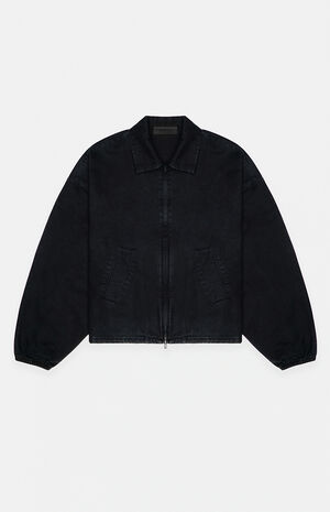 Women's Overdye Black Denim Shell Bomber Jacket image number 6