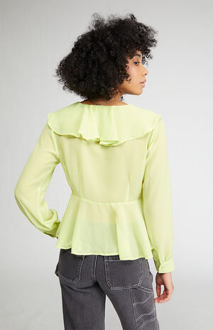 Ruffle Tie Front Long Sleeve Top image number 3