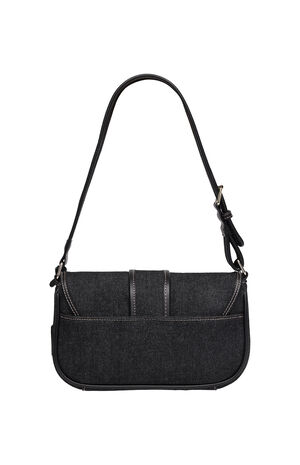 Black Double Pocket Denim Satchel Bag image number 7