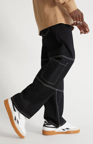 Black Wash Baggy Contrast Stitch Jeans image number 3