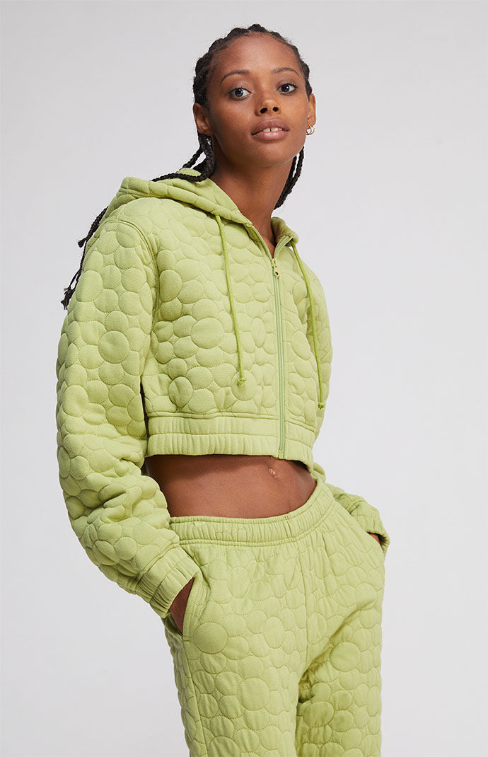 PacSun Nevada Quilted Cropped Zip Hoodie PacSun