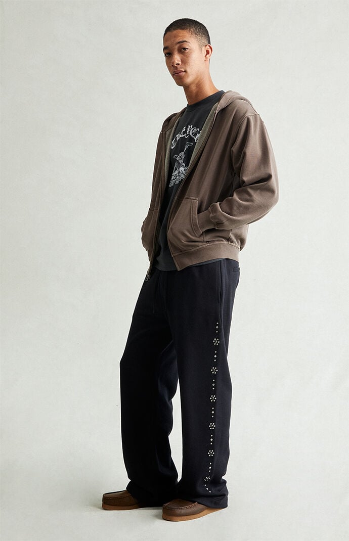 Pacsun Black Studded Fleece Extreme Baggy Sweatpants