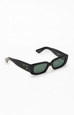 Black Y2K Skinny Square Sunglasses