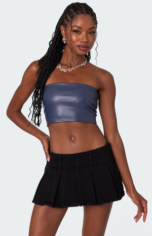 Mazie Faux Leather Bandeau Top image number 1