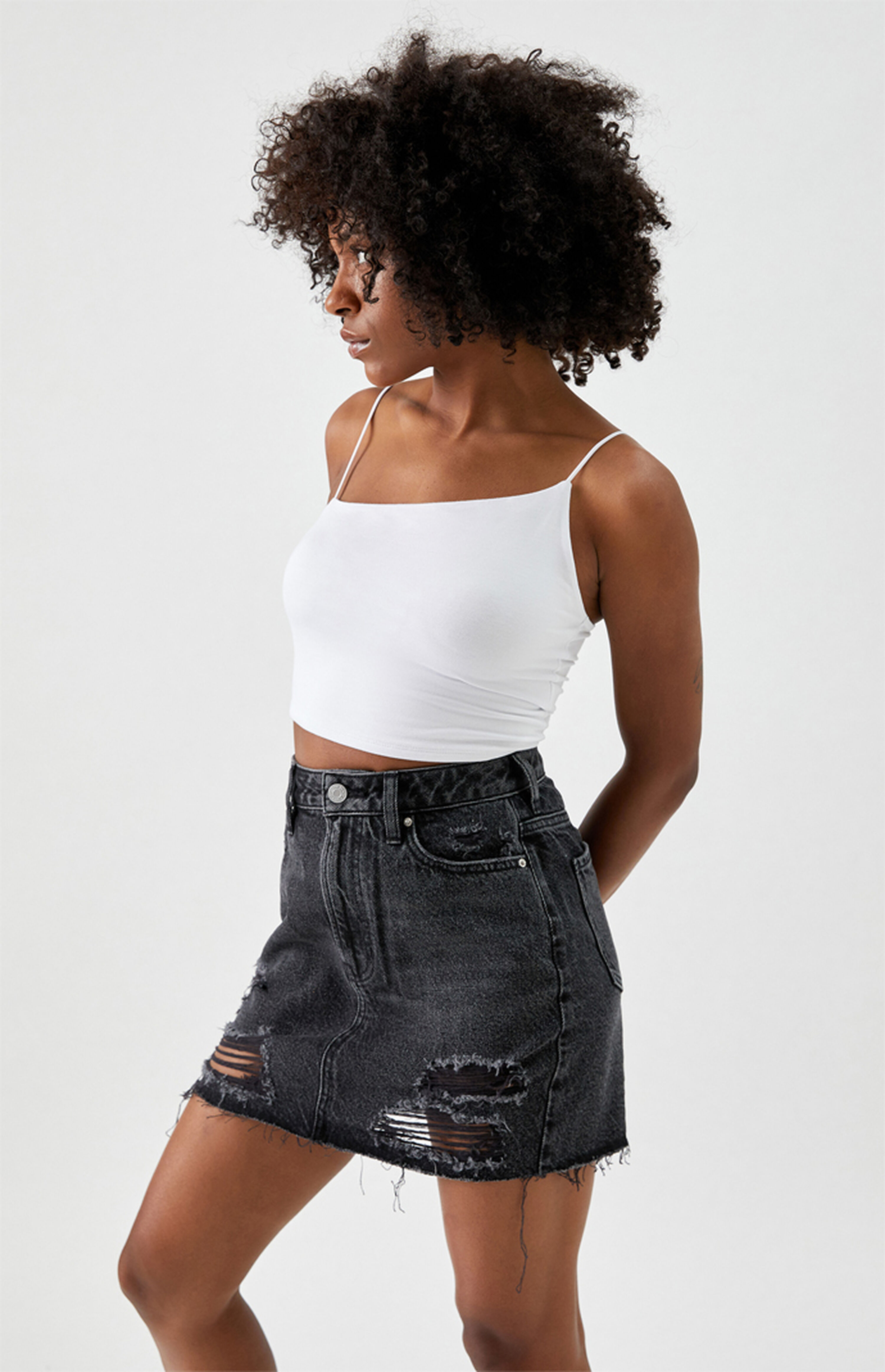 PacSun Black Ultra High Waisted Denim Mini Skirt | PacSun